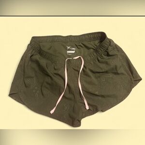 Old Navy Olive Green Athletic Shorts with Pink Drawstring